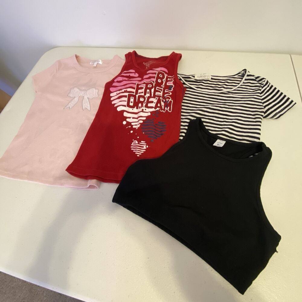 Y2K Teens Girl Soft Casual Cotton Everyday Basic Tees TankTop LotOf4 Sz S/M/L